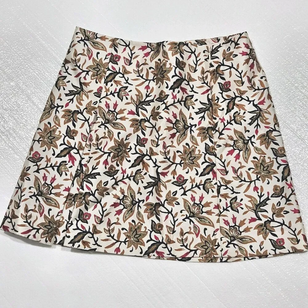 TORY BURCH silk Florar Prink Skirt With Side Zipper Size 8